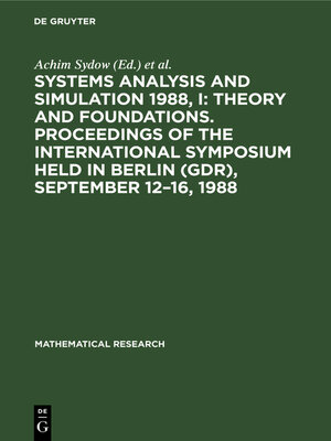 cover image of Systems Analysis and Simulation 1988, I